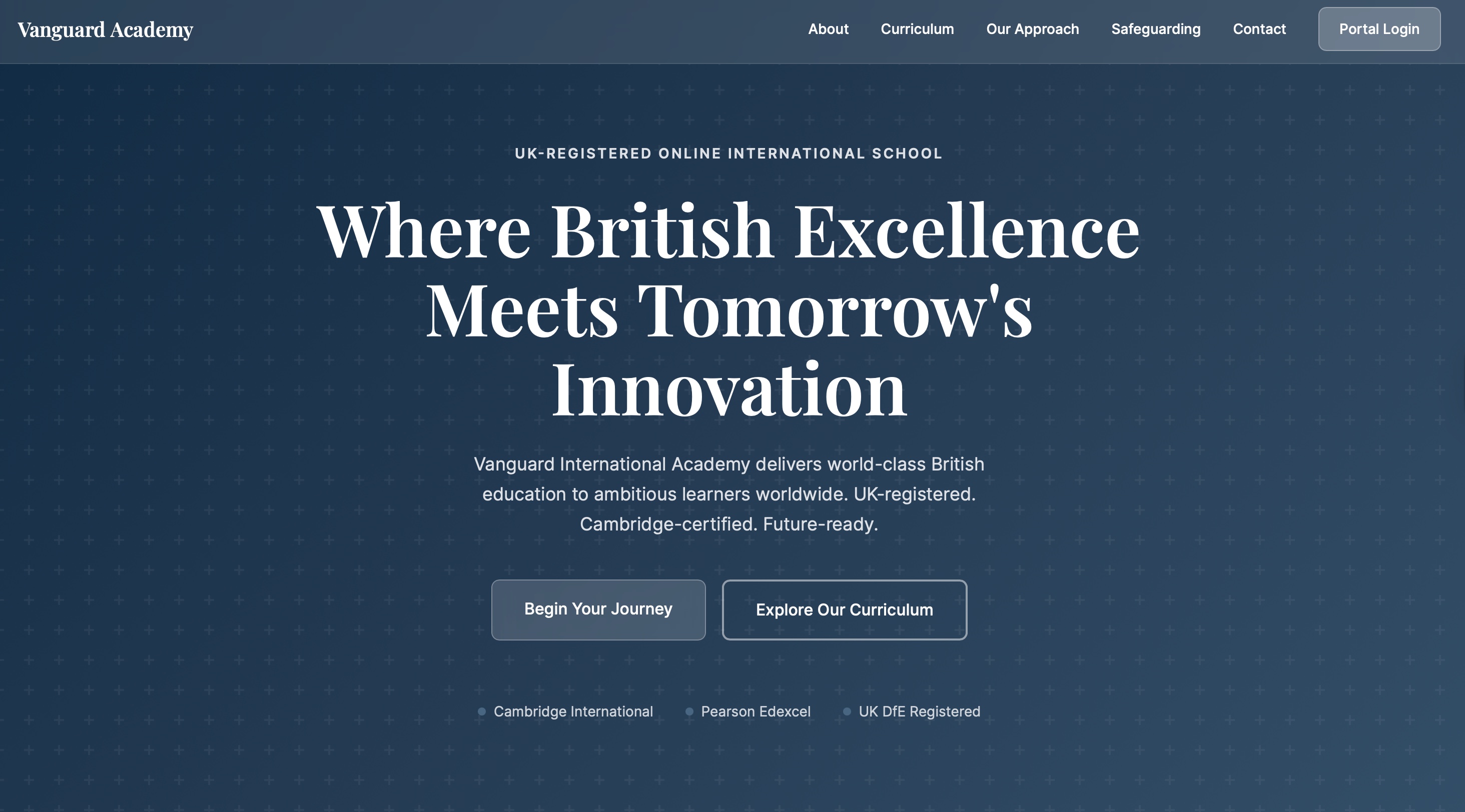 Vanguard Academy website